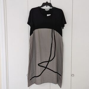 Black & khaki minimal abstract sundress
